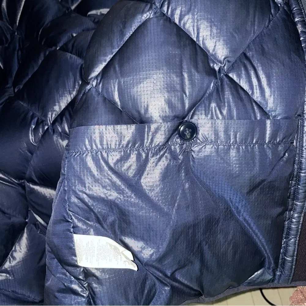 J Crew Parka Coat Burbridge Mixed Media Navy Charcoal